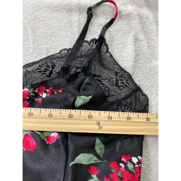 Apt. 9 Lace Trim Slip Midi Dress M Red Black Romantic Dark Floral Cottagecore - Picture 7 of 9